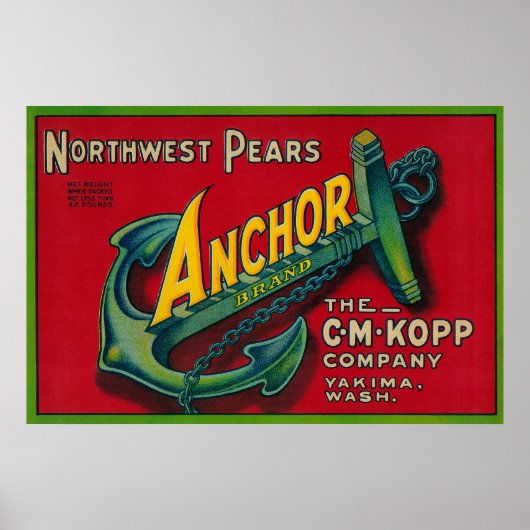 Anker Birnenkorb-EtikettYakima, WA Poster (Vorne)