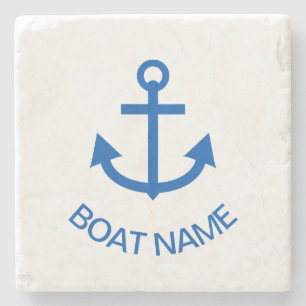 Anker Blau Personalisieren Sie Ihren Bootnamen Steinuntersetzer