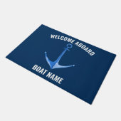 Anker Blau Rustikaler Bootsname Fußmatte (Schrägansicht)