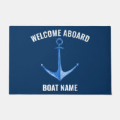 Anker Blau Rustikaler Bootsname Fußmatte (Vorderseite)