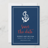 Anker Blau und Rot Schrift Save the Date (Vorderseite)