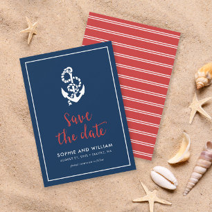 Anker Blau und Rot Schrift Save the Date