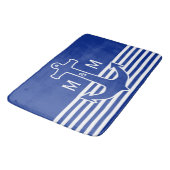 Anker-blaue/weiße Kontur + Ihre Ideen Badematte (Schrägansicht)