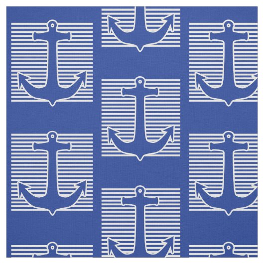 Anker-blaue/weiße Kontur + Ihre Ideen Stoff (Muster)