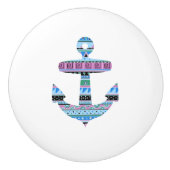Anker Blue Tribal Stripes Nautical Drawer Knopf Keramikknauf (Vorderseite)