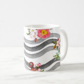 Anker, Blume und Meereswellen. Nahtloses Muster wi Kaffeetasse (VorderseiteRechts)