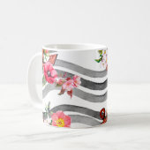 Anker, Blume und Meereswellen. Nahtloses Muster wi Kaffeetasse (Vorderseite Links)
