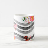Anker, Blume und Meereswellen. Nahtloses Muster wi Kaffeetasse (Mittel)