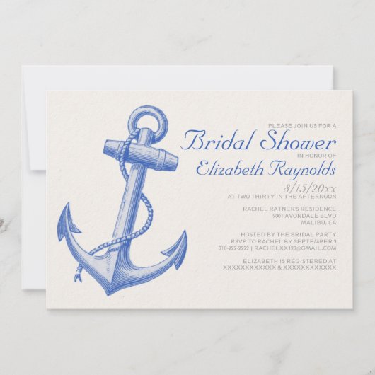 Anker-Brautparty-Einladungen Einladung (Vorderseite)