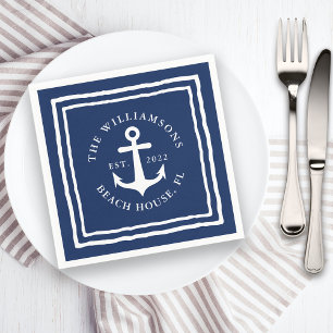 Anker der blauen blauen Navy Serviette