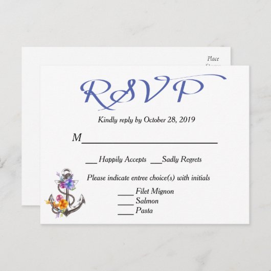 Anker der blauen Postkarte für das Schiff Nautic U (Vorne/Hinten)