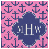 Anker der Marine Hot Pink BG, Navy 3 Initial Monog Stoff (Nahaufnahme)