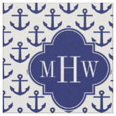 Anker der Marine White BG, Marine 3 Initial Monogr Stoff (Nahaufnahme)