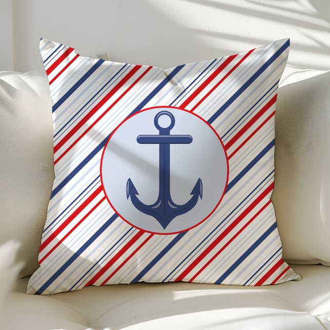 Anker der Navy mit Blue und Red Stripes Kissen (Von Creator hochgeladen)