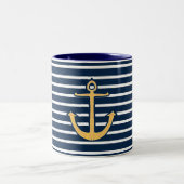 Anker der Navy Stripes Zweifarbige Tasse (Mittel)
