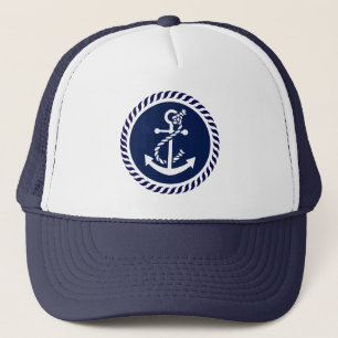 Anker der niedlichen Navy und White Nautical Boat Truckerkappe