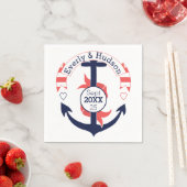 Anker der personalisierten Nautischen Korallenhoch Serviette (Beispiel)