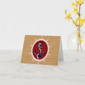 Anker der Schiffsmasken auf Holzkörnern Karte (Gelbe Blume)