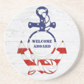 Anker der Wasserflagge auf Holz Getränkeuntersetzer (Vorne)