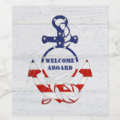 Anker der Wasserflagge auf Holz Weinetikett (Einzelnes Label)