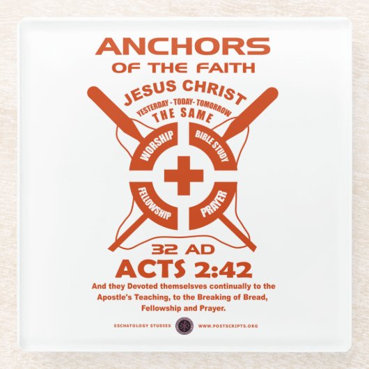 Anker des Glaubens Glasuntersetzer (Vorderseite)