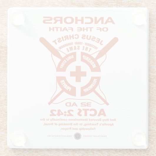 Anker des Glaubens Glasuntersetzer (Rückseite)