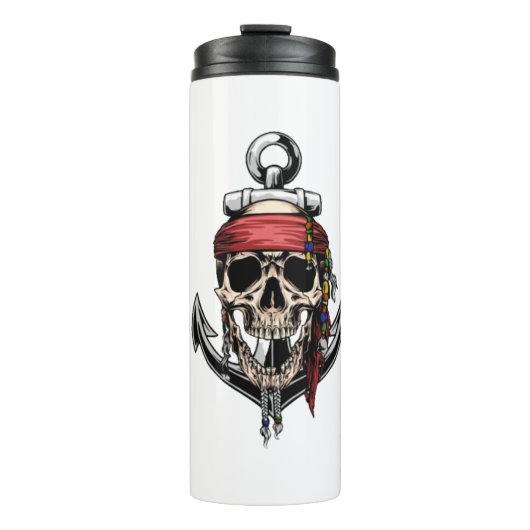 Anker des Kreuzknochens Pirate Skull Thermosbecher (Vorderseite)
