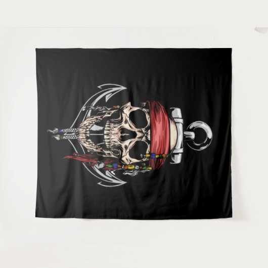 Anker des Kreuzknochens Pirate Skull Wandteppich (Vorderseite (Horizontal))