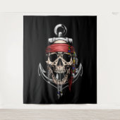 Anker des Kreuzknochens Pirate Skull Wandteppich (Vorderseite)
