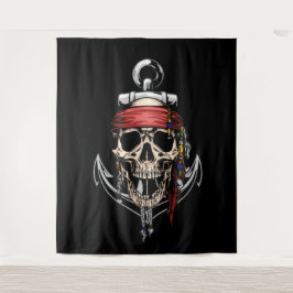 Anker des Kreuzknochens Pirate Skull Wandteppich