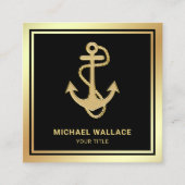 Anker des luxuriösen Black Gold Foil Nautical Rope Quadratische Visitenkarte (Vorderseite)