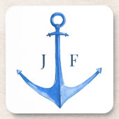 Anker des mit Monogramm Wasserfarbenboots Getränkeuntersetzer (Vorderseite)