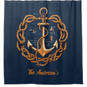 Anker des Nautical Golden Ship Duschvorhang (Vorderseite)