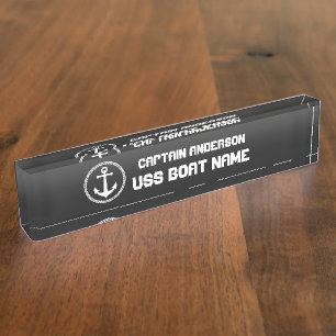 Anker des Nautischen Meeres Moderner Kapitän und  Namensplakette