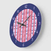 Anker des Red Blue Boat Anchor Große Wanduhr (Winkel)