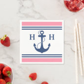 Anker des rosa Nautischen Herzens Serviette (Beispiel)