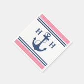 Anker des rosa Nautischen Herzens Serviette (Ecke)