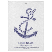 Anker des weißen Paisley- und Navy-Blue-Nautic-Boo Klemmbrett (Rückseite)