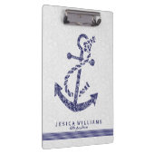 Anker des weißen Paisley- und Navy-Blue-Nautic-Boo Klemmbrett (Rechts)