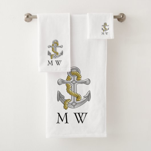 Anker-Design Monogramm Badhandtuch Set (Insitu)