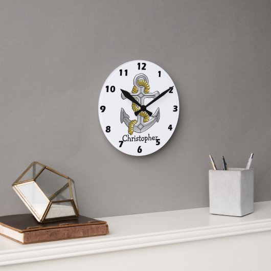 Anker-Design personalisiert Runde Wanduhr (Büro)