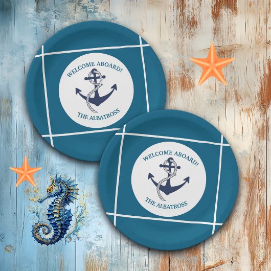 Anker für benutzerdefinierte Nautikmuster Pappteller