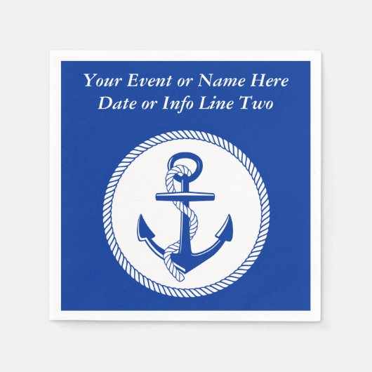 Anker für blaues Nautic-Sea-Boot-Roping Custom #2 Serviette (Vorderseite)