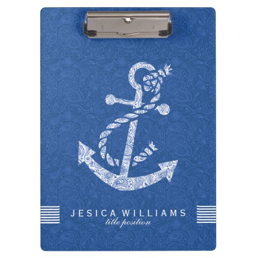 Anker für das blaue Schiff der Marine 2 Klemmbrett (Vorderseite)