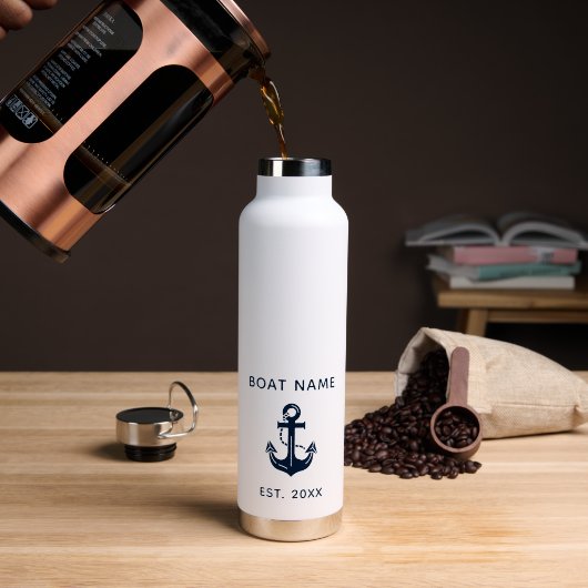 Anker für den Namen des nautischen Blue Boots Trinkflasche (Kaffee (gedreht))