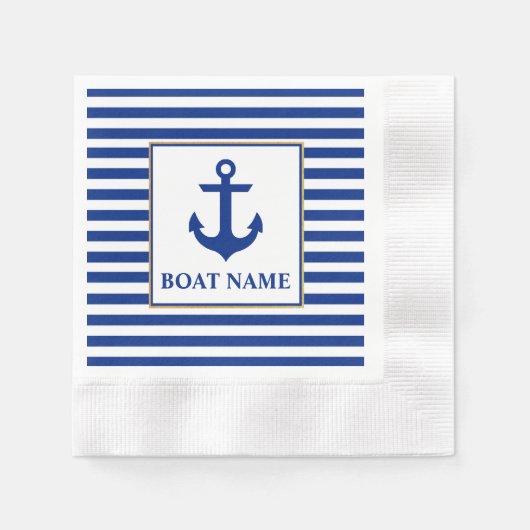 Anker für den Namen des Schiffes Stripter Cocktail Serviette (Vorderseite)