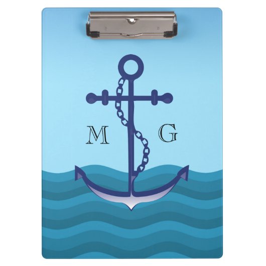 Anker für Nautische Schiffe mit Doppelmonogramm Klemmbrett (Vorderseite)