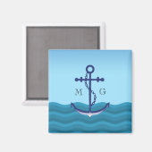 Anker für Nautische Schiffe mit Doppelmonogramm Magnet (Vorderseite/Rückseite)