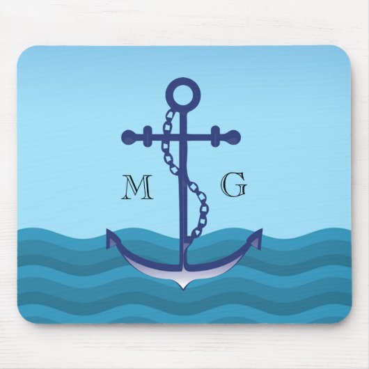 Anker für Nautische Schiffe mit Doppelmonogramm Mousepad (Vorne)