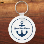 Anker für Personalisierte Schiffsnamen der Nautic  Schlüsselanhänger<br><div class="desc">Das Round nautical Schlüsselanhänger Design zeichnet sich durch ein schlichtes,  stilvolles Design in Weiß- und Marineblau aus. Personalisieren Sie den Skripttext mit dem Namen Ihres Bootes.</div>